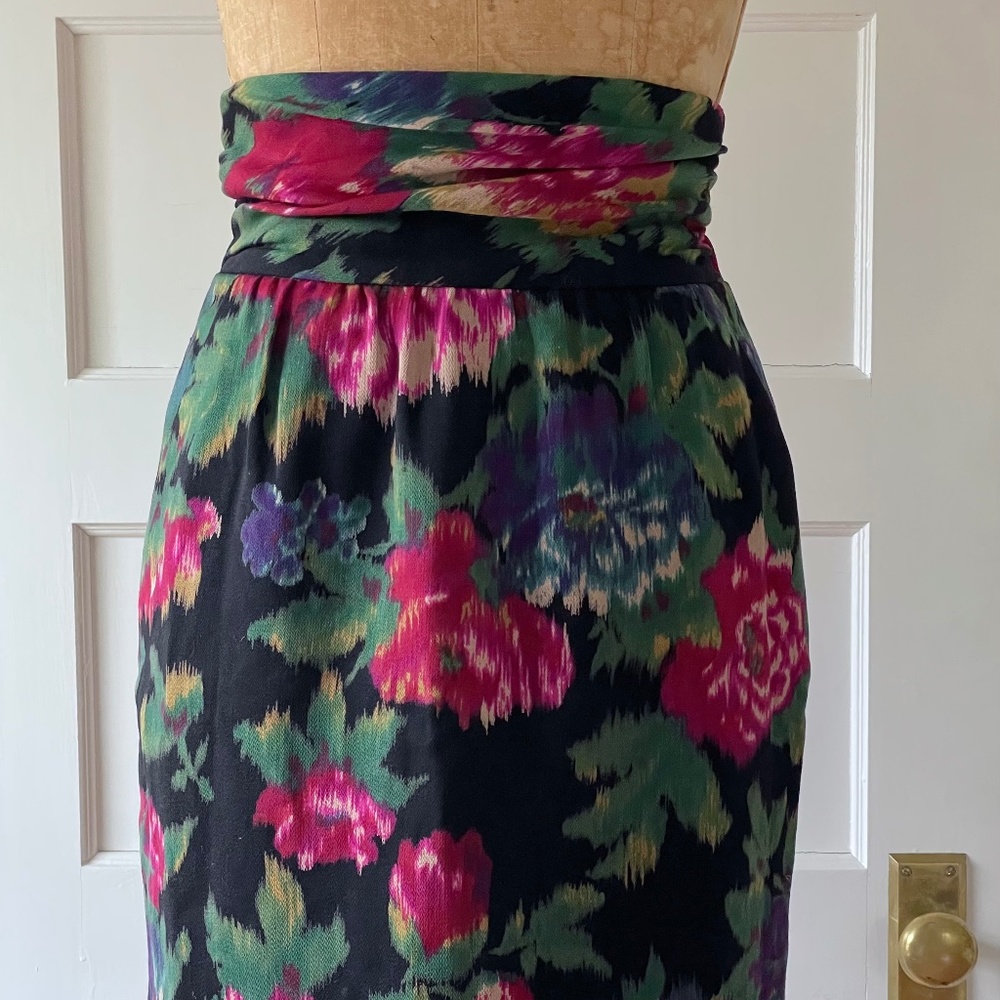 Escada Margaretha Ley Floral Wool Skirt - 38. Made in West Germany